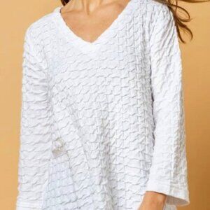 Komil Waffle Weave White Blouse/Top Size L